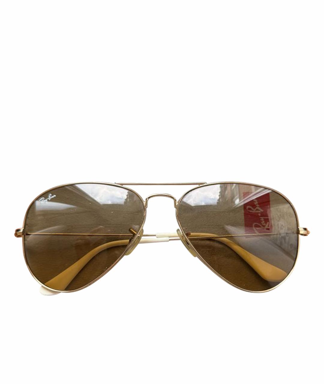 RAY BAN Коричневые металлические солнцезащитные очки, фото 1