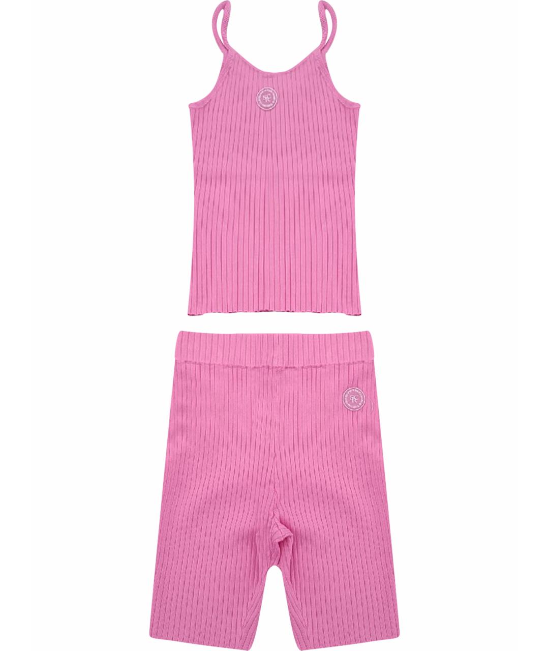 SPORTY AND RICH Розовый вискозный костюм с брюками, фото 1