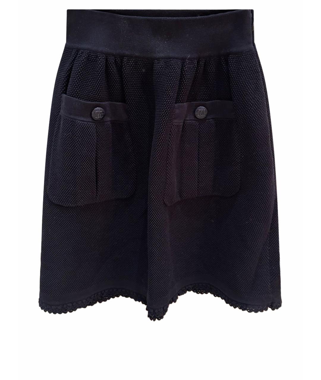 CHANEL Черная хлопковая юбка мини, фото 1