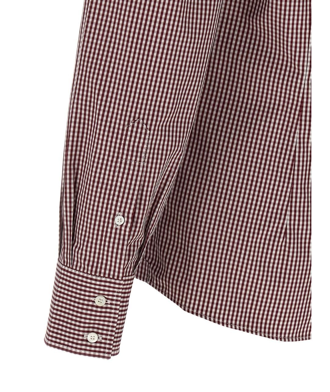 BRUNELLO CUCINELLI Бордовая хлопковая кэжуал рубашка, фото 3