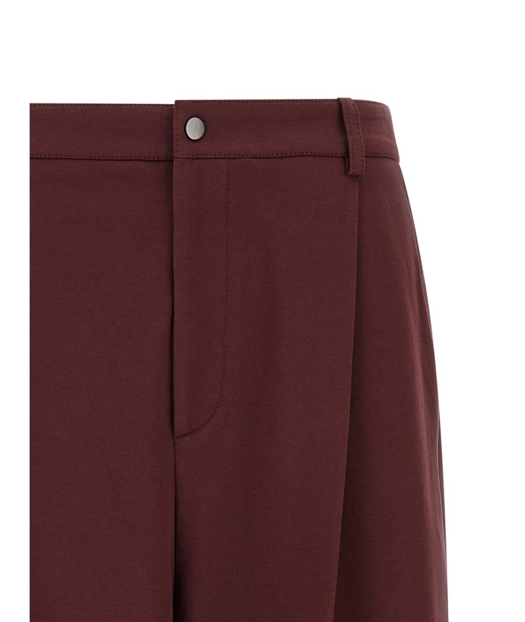 BRUNELLO CUCINELLI Бордовые хлопковые прямые брюки, фото 3
