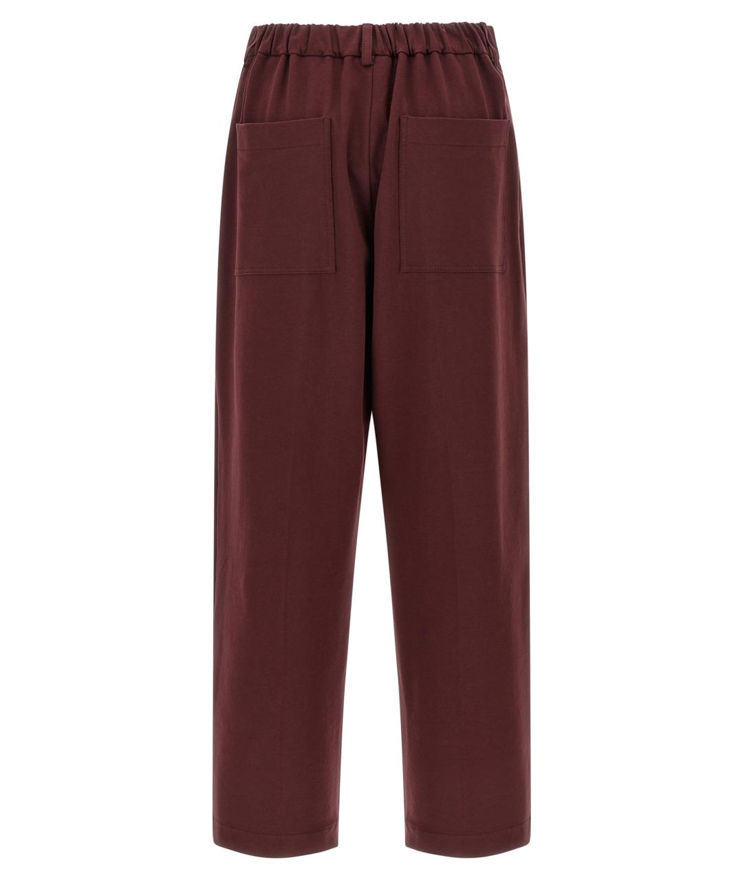BRUNELLO CUCINELLI Бордовые хлопковые прямые брюки, фото 2