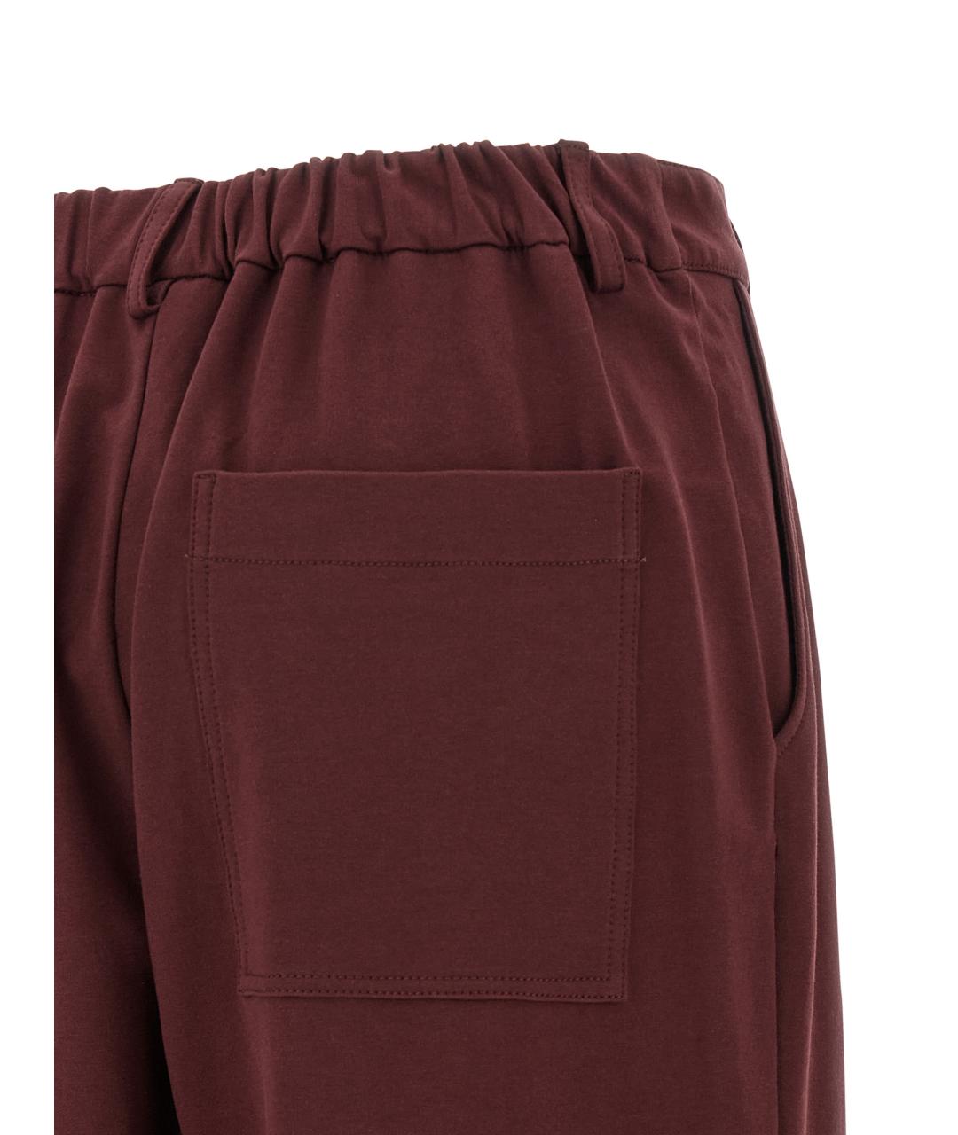 BRUNELLO CUCINELLI Бордовые хлопковые прямые брюки, фото 4