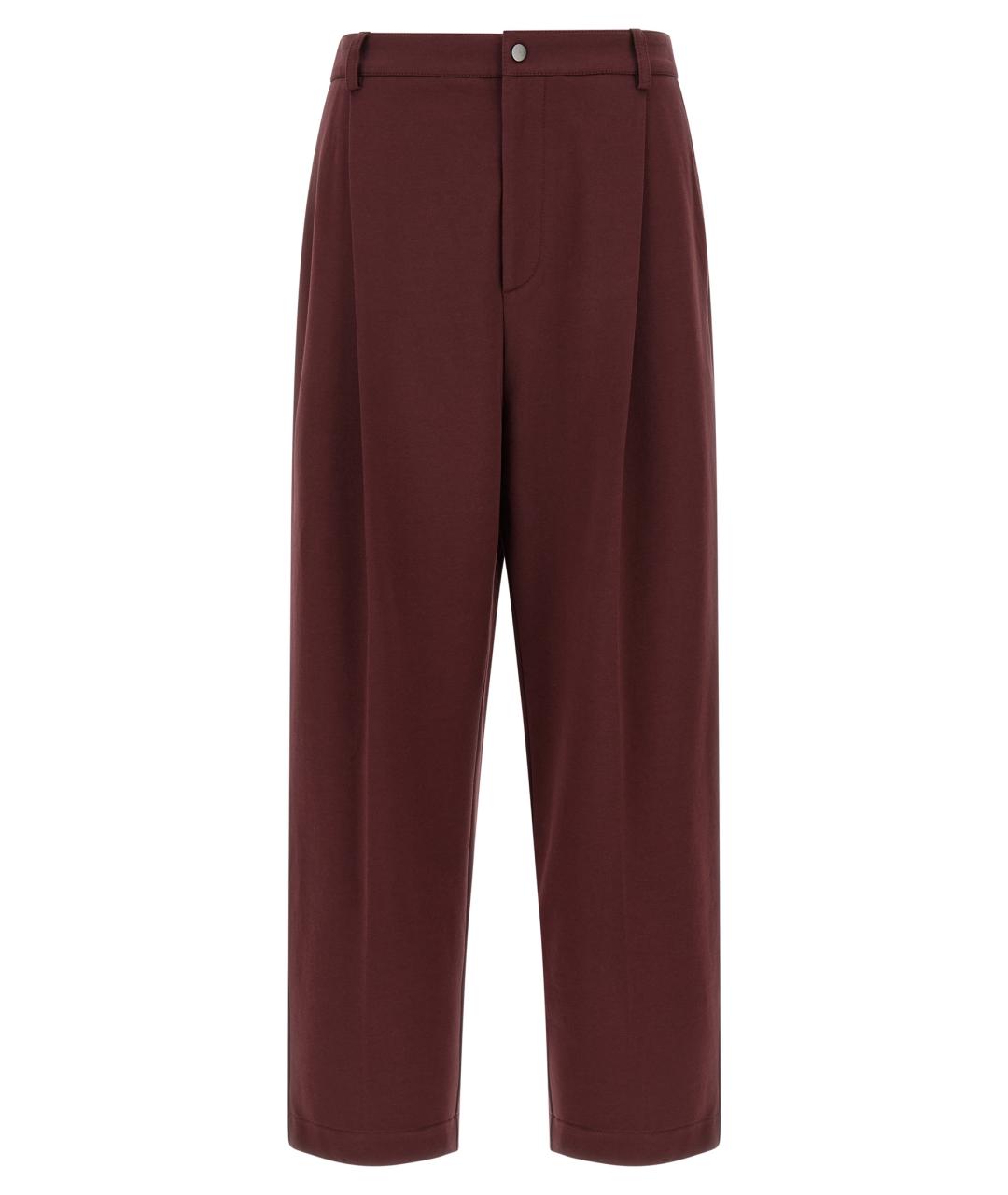 BRUNELLO CUCINELLI Бордовые хлопковые прямые брюки, фото 1