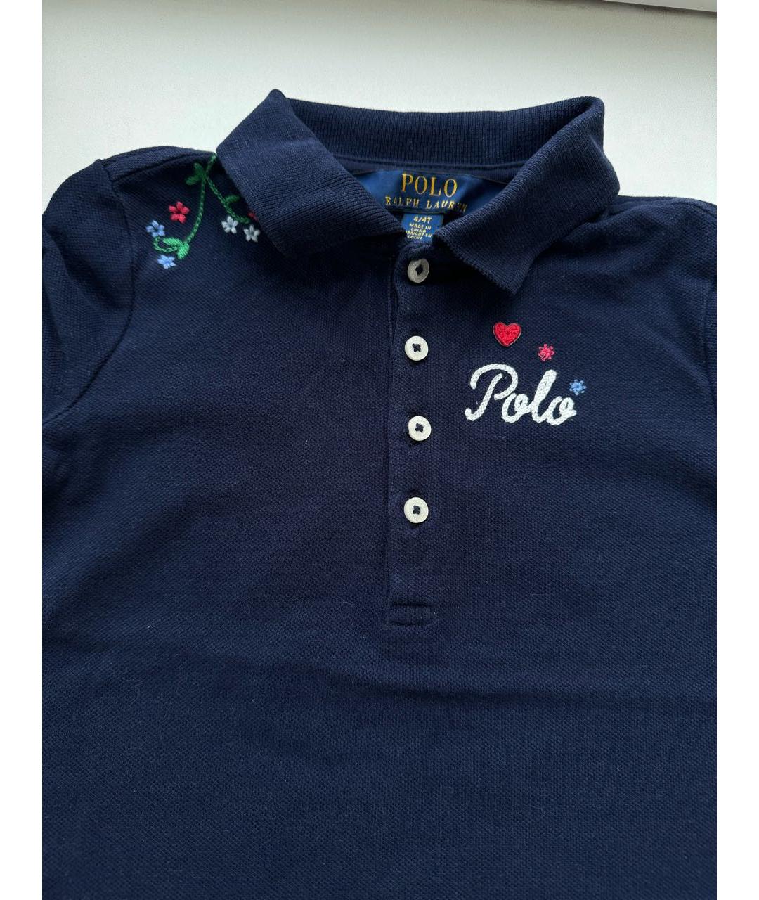POLO RALPH LAUREN Темно-синий хлопковый детская футболка / топ, фото 4