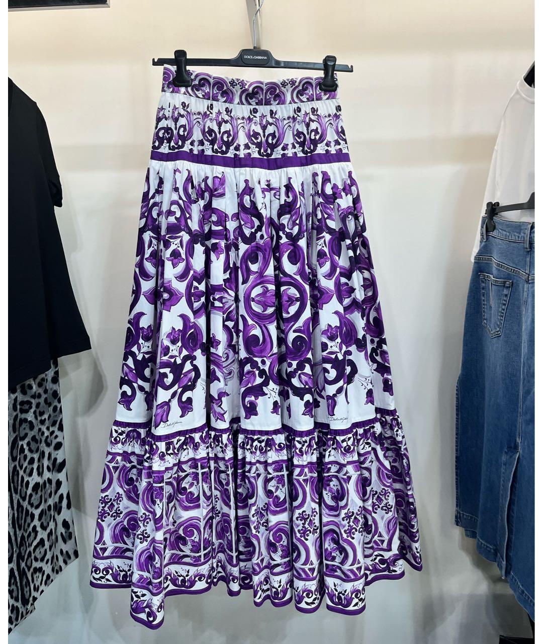 DOLCE&GABBANA Мульти хлопковая юбка миди, фото 4