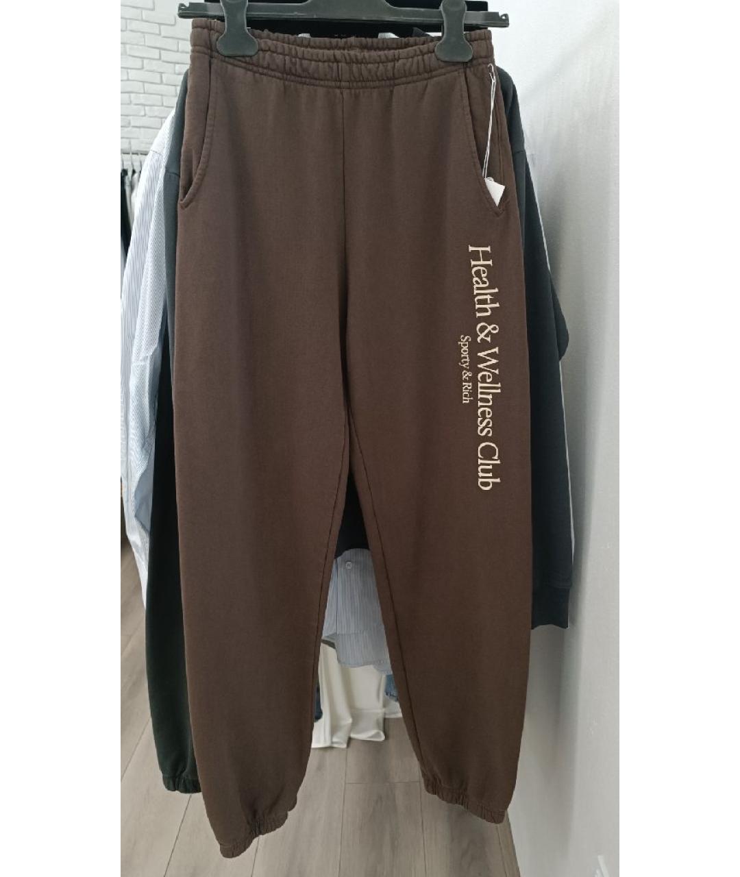 SPORTY AND RICH Коричневые хлопковые спортивные брюки и шорты, фото 4