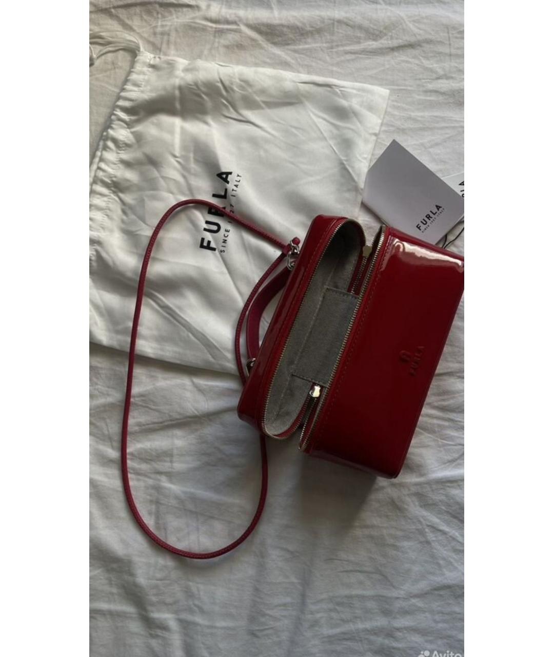 FURLA Красная сумка с короткими ручками из лакированной кожи, фото 5