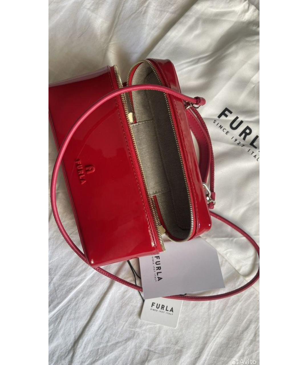 FURLA Красная сумка с короткими ручками из лакированной кожи, фото 2