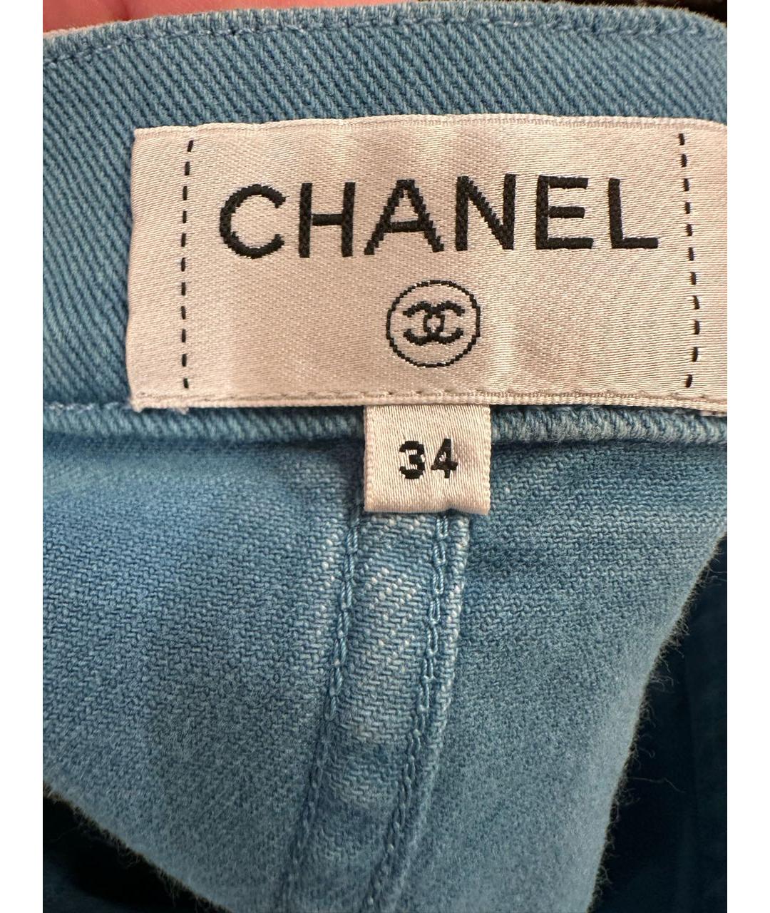 CHANEL Бирюзовая деним юбка мини, фото 3