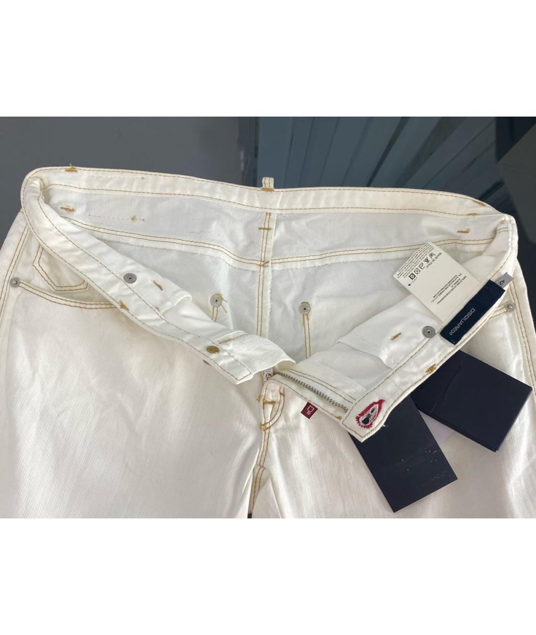 DSQUARED2 Белые хлопко-эластановые джинсы слим, фото 3