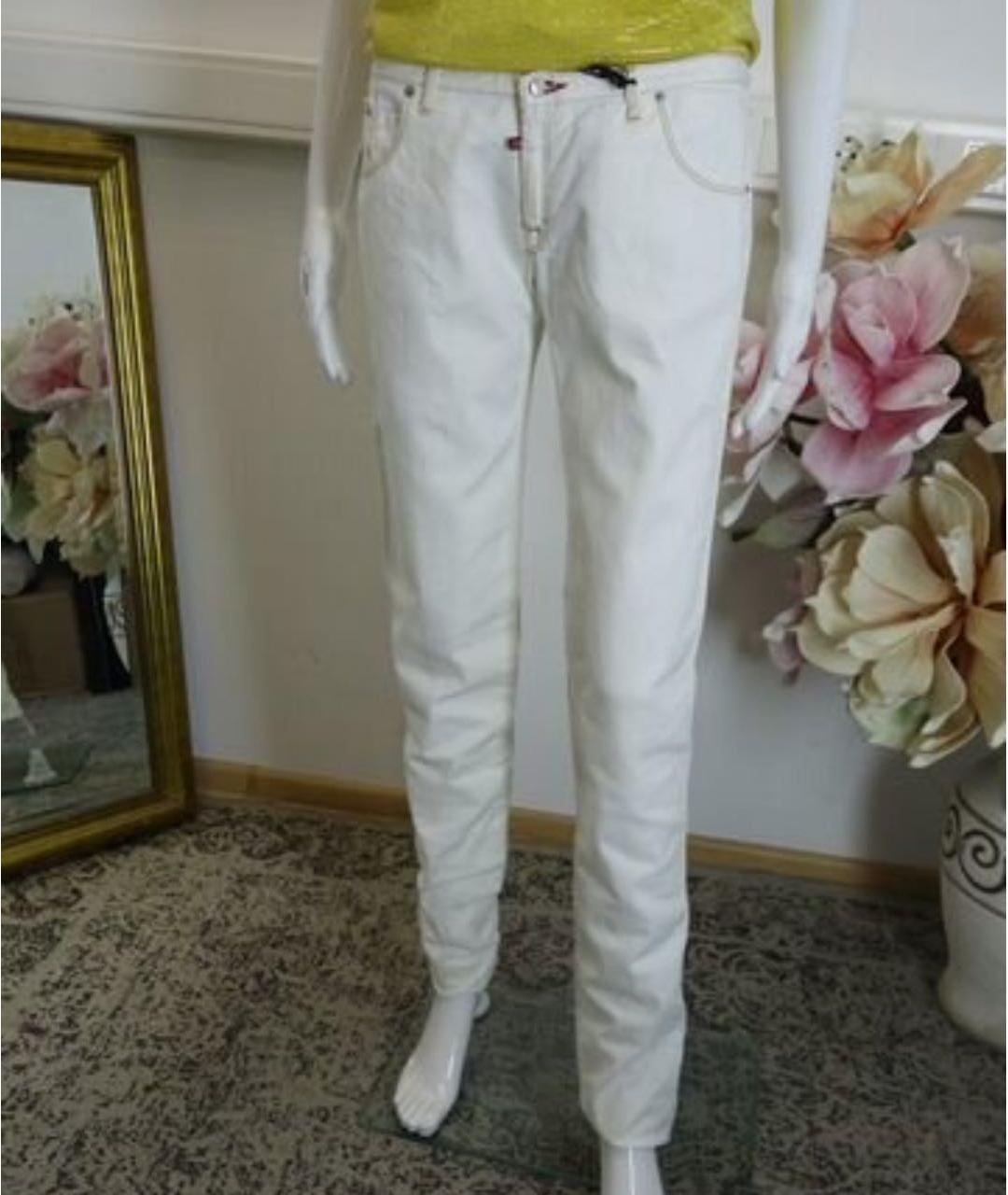 DSQUARED2 Белые хлопко-эластановые джинсы слим, фото 7