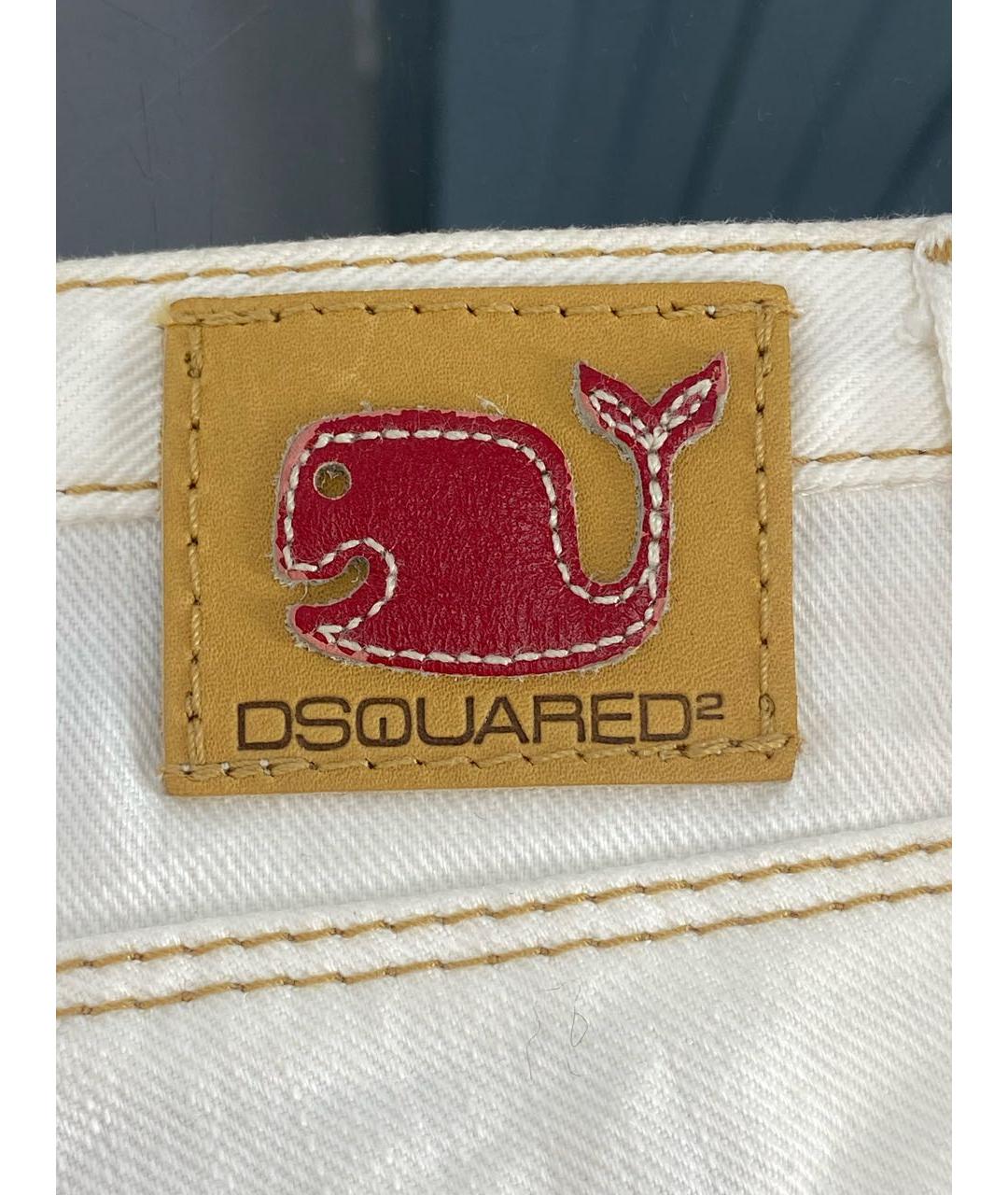 DSQUARED2 Белые хлопко-эластановые джинсы слим, фото 4