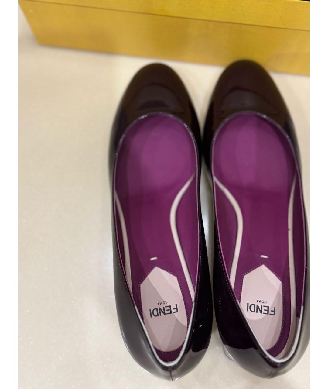 FENDI Бордовые туфли из лакированной кожи, фото 3