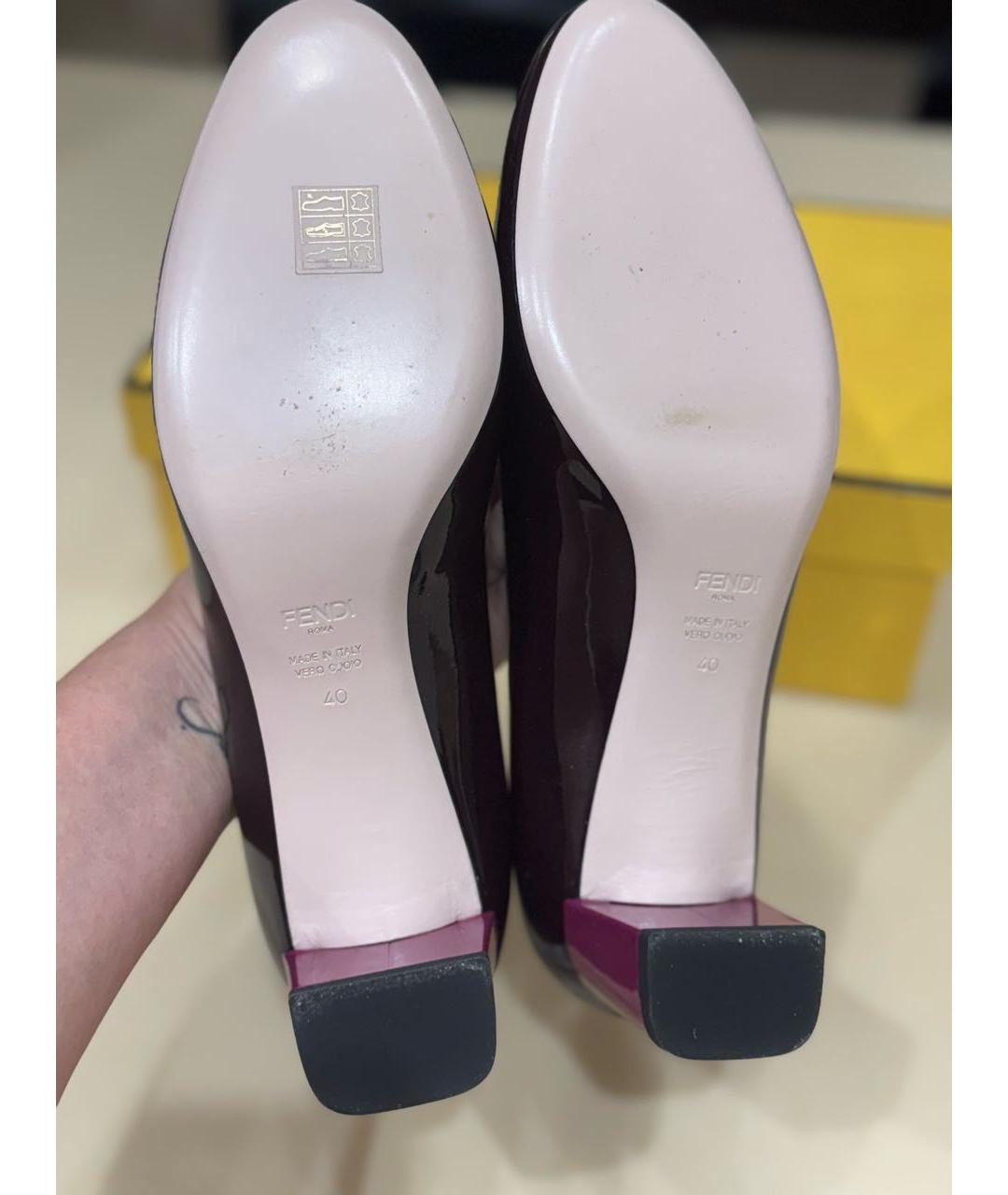 FENDI Бордовые туфли из лакированной кожи, фото 5