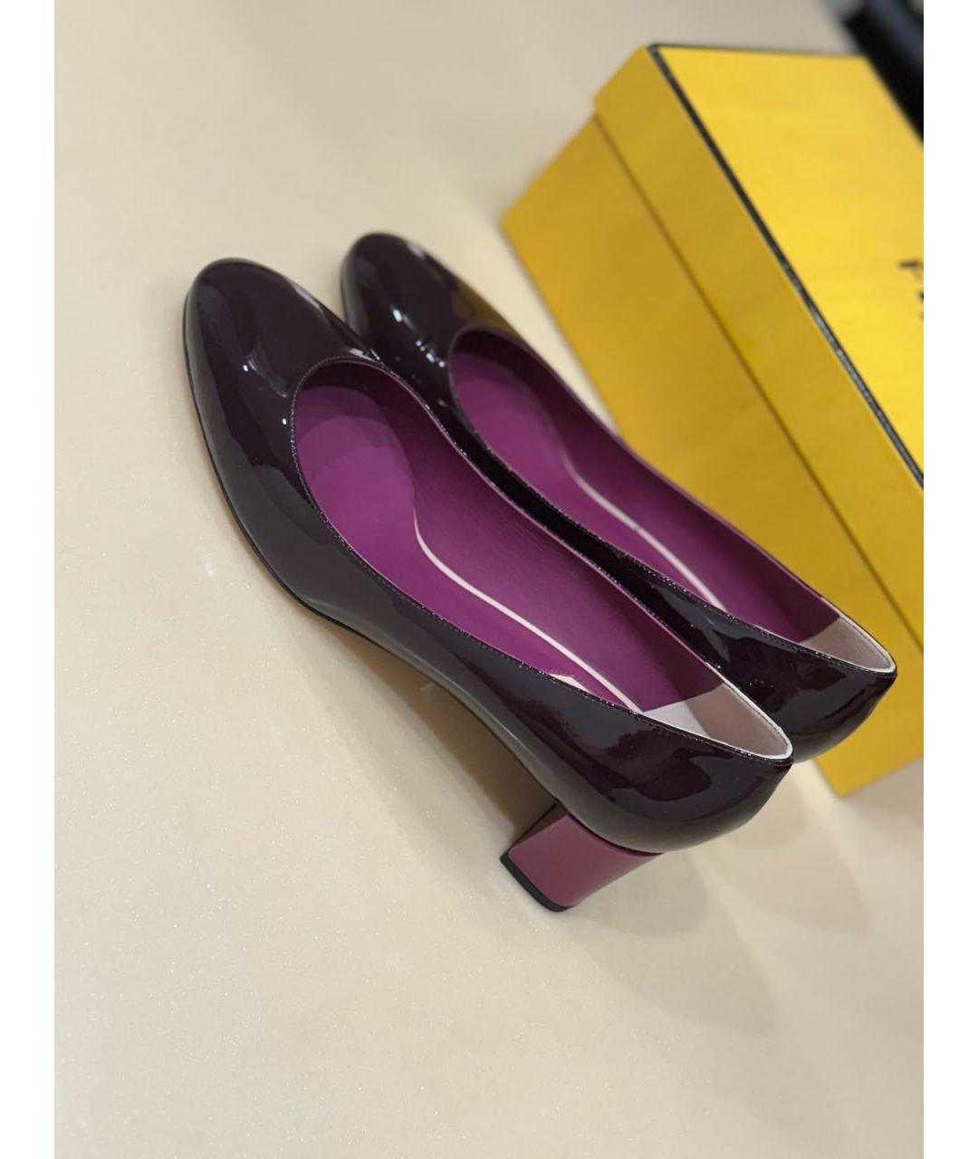 FENDI Бордовые туфли из лакированной кожи, фото 6