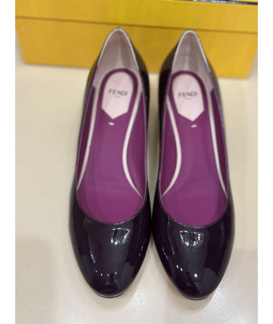 FENDI Бордовые туфли из лакированной кожи, фото 2