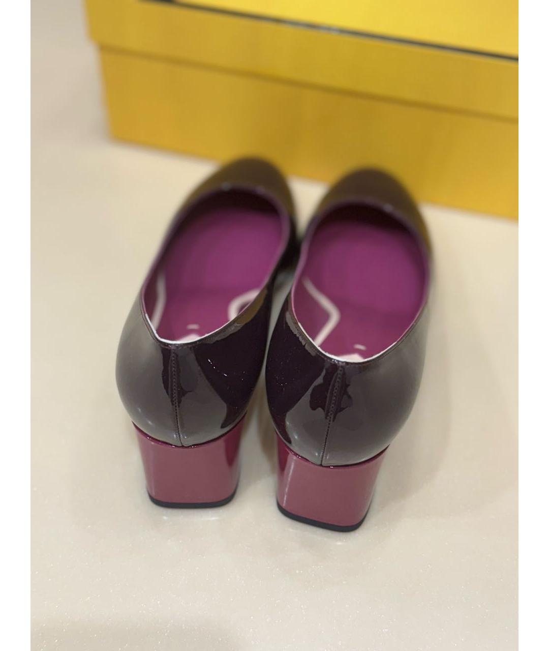 FENDI Бордовые туфли из лакированной кожи, фото 4
