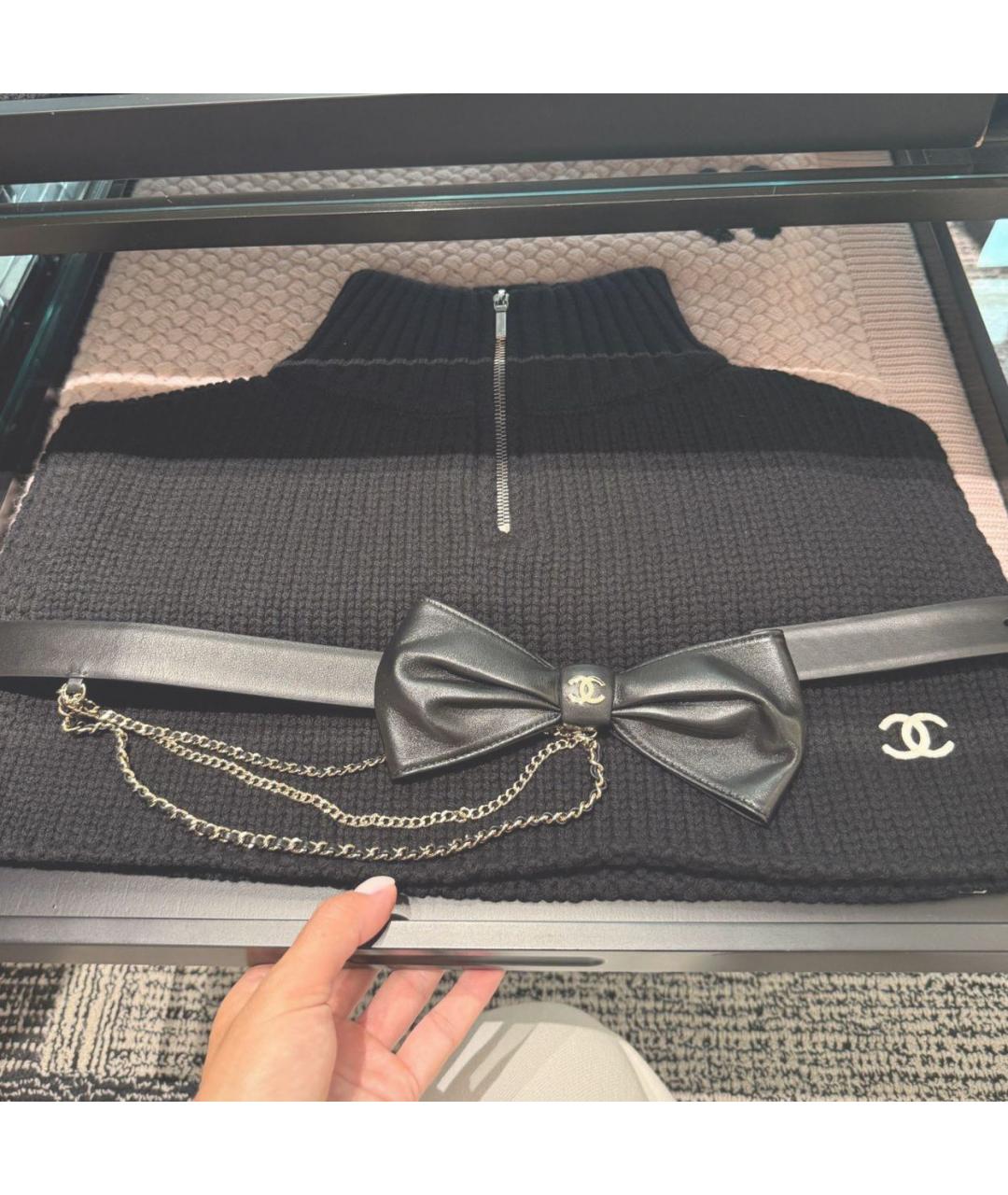 CHANEL Черный кожаный ремень, фото 3