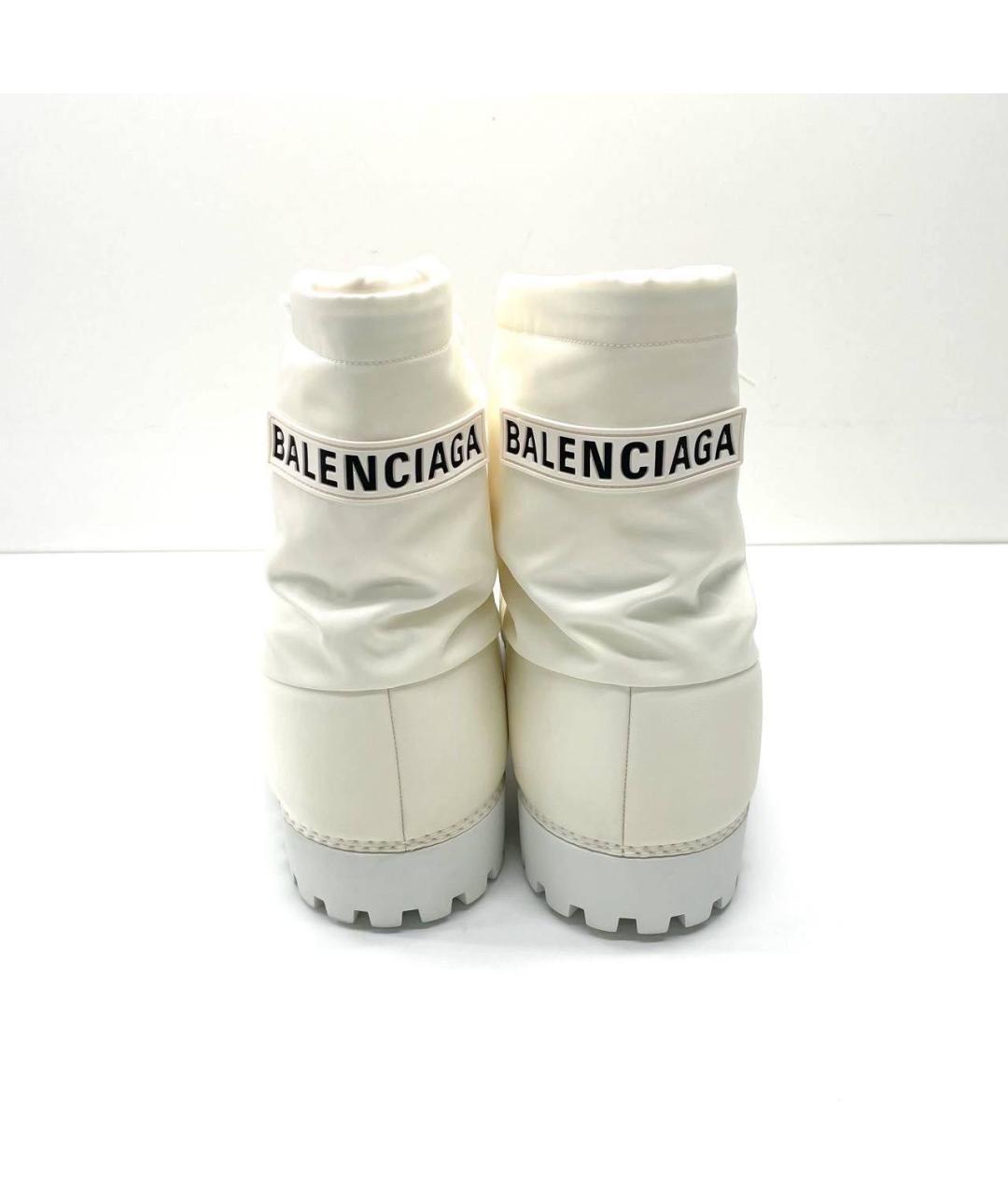 BALENCIAGA Белые кожаные высокие ботинки, фото 4