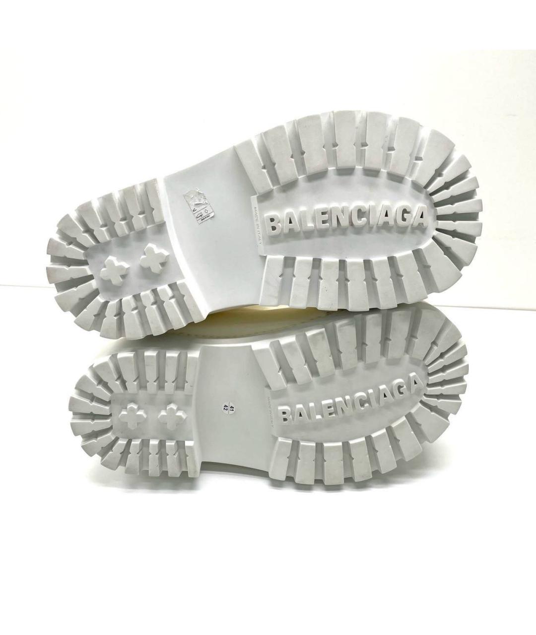 BALENCIAGA Белые кожаные высокие ботинки, фото 5
