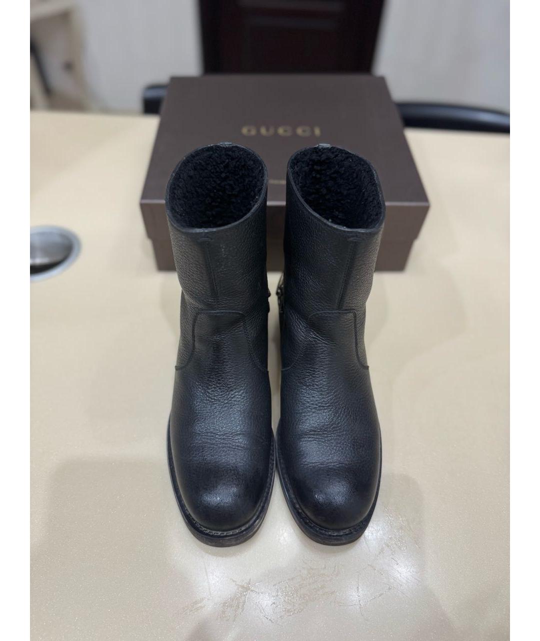 GUCCI Черные кожаные полусапоги, фото 2
