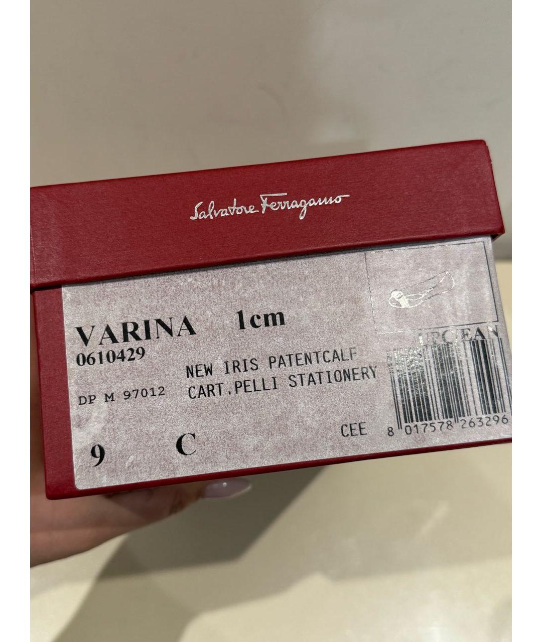 FERRAGAMO Синие балетки из лакированной кожи, фото 6