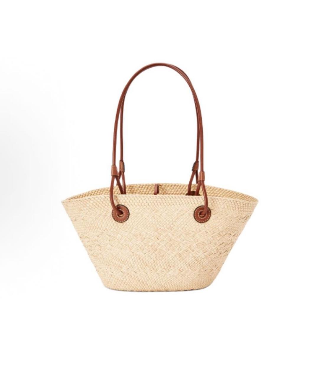LOEWE Бежевая пелетеная пляжная сумка, фото 3