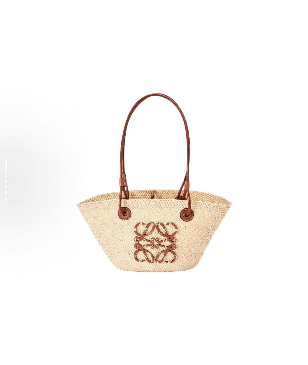 LOEWE Бежевая пелетеная пляжная сумка, фото 6