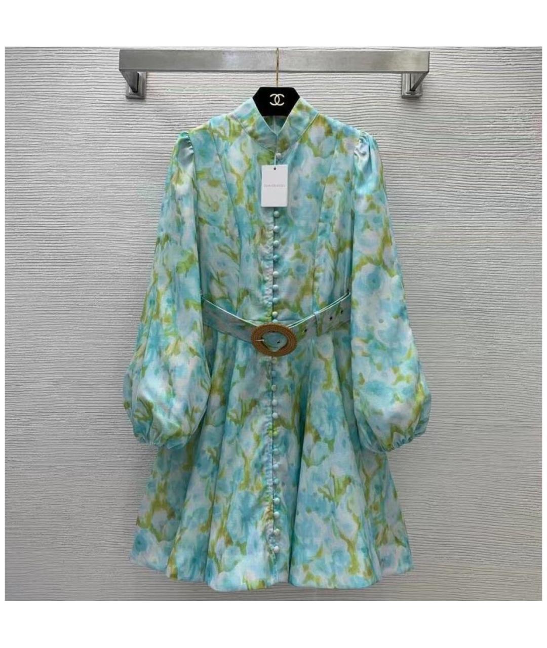 ZIMMERMANN Бирюзовое хлопковое коктейльное платье, фото 4