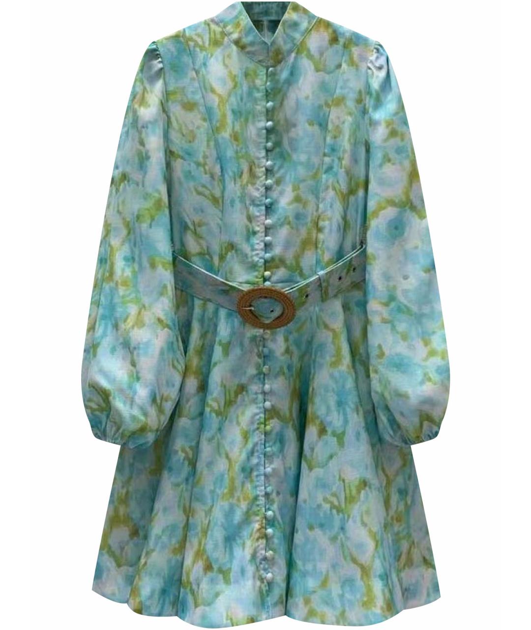ZIMMERMANN Бирюзовое хлопковое коктейльное платье, фото 1