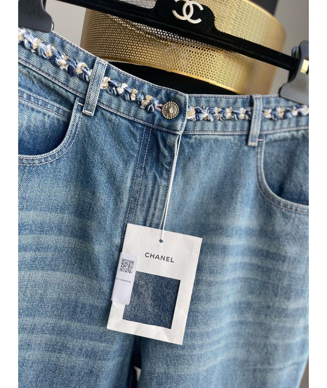 CHANEL Синие хлопковые прямые джинсы, фото 2