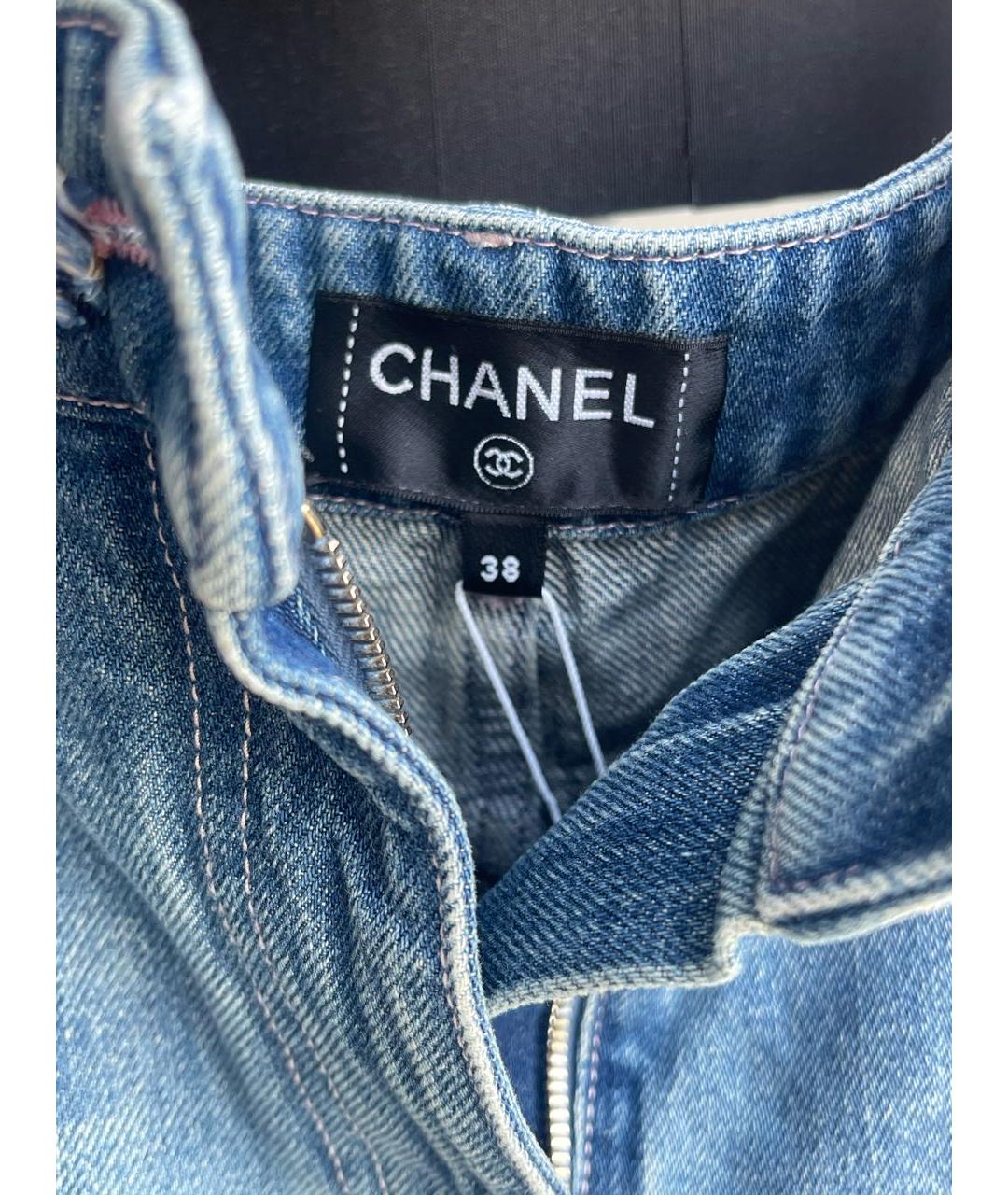 CHANEL Синие хлопковые прямые джинсы, фото 3