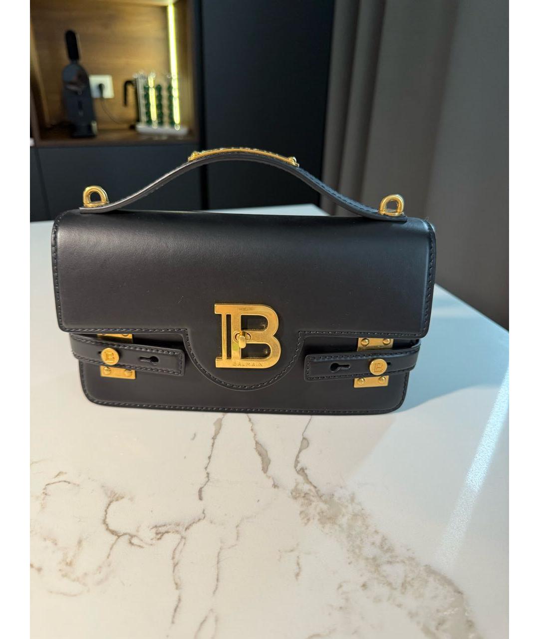BALMAIN Черная кожаная сумка с короткими ручками, фото 6