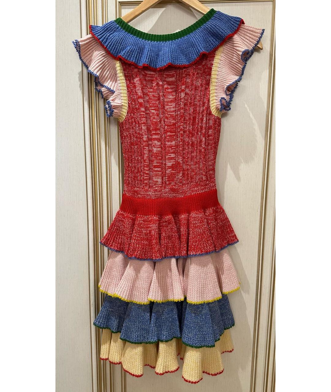 ALEXANDER MCQUEEN Мульти шерстяное коктейльное платье, фото 3