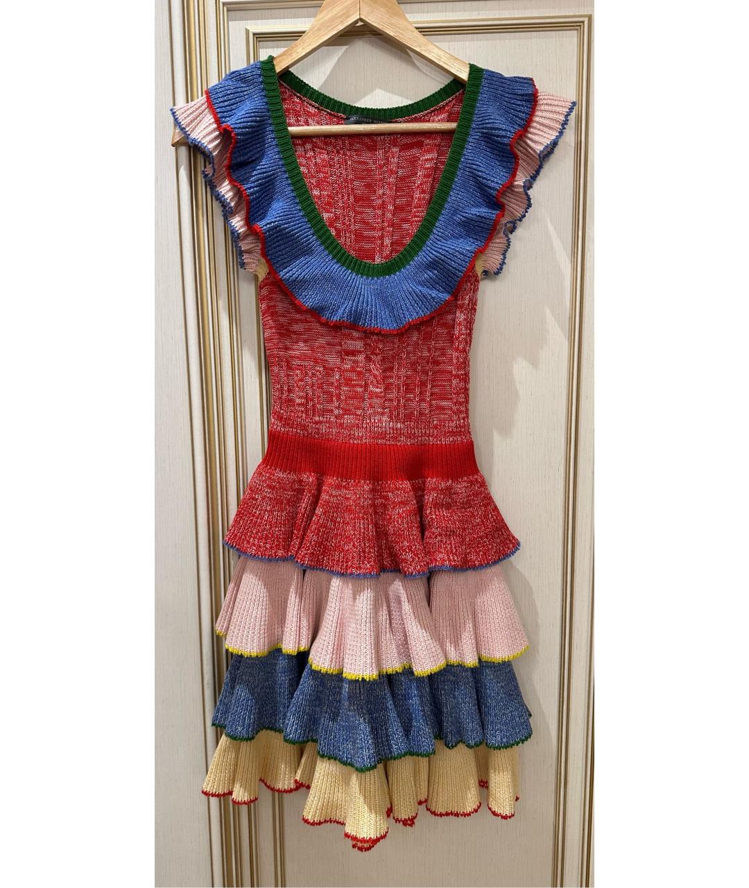 ALEXANDER MCQUEEN Мульти шерстяное коктейльное платье, фото 2