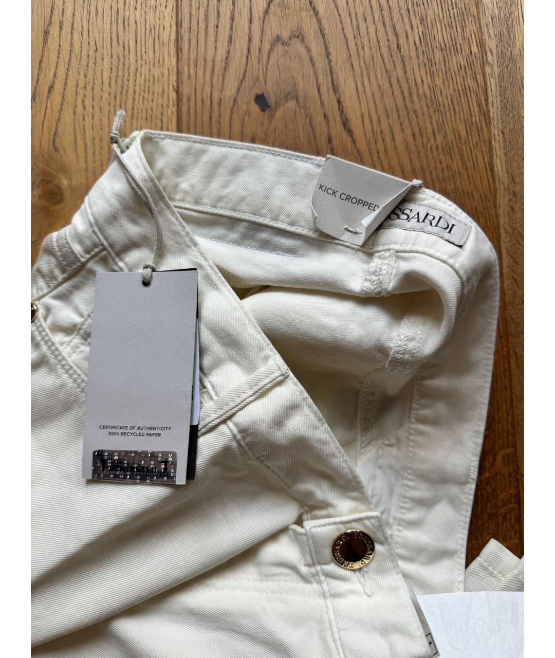 TRUSSARDI Белые хлопковые джинсы слим, фото 3