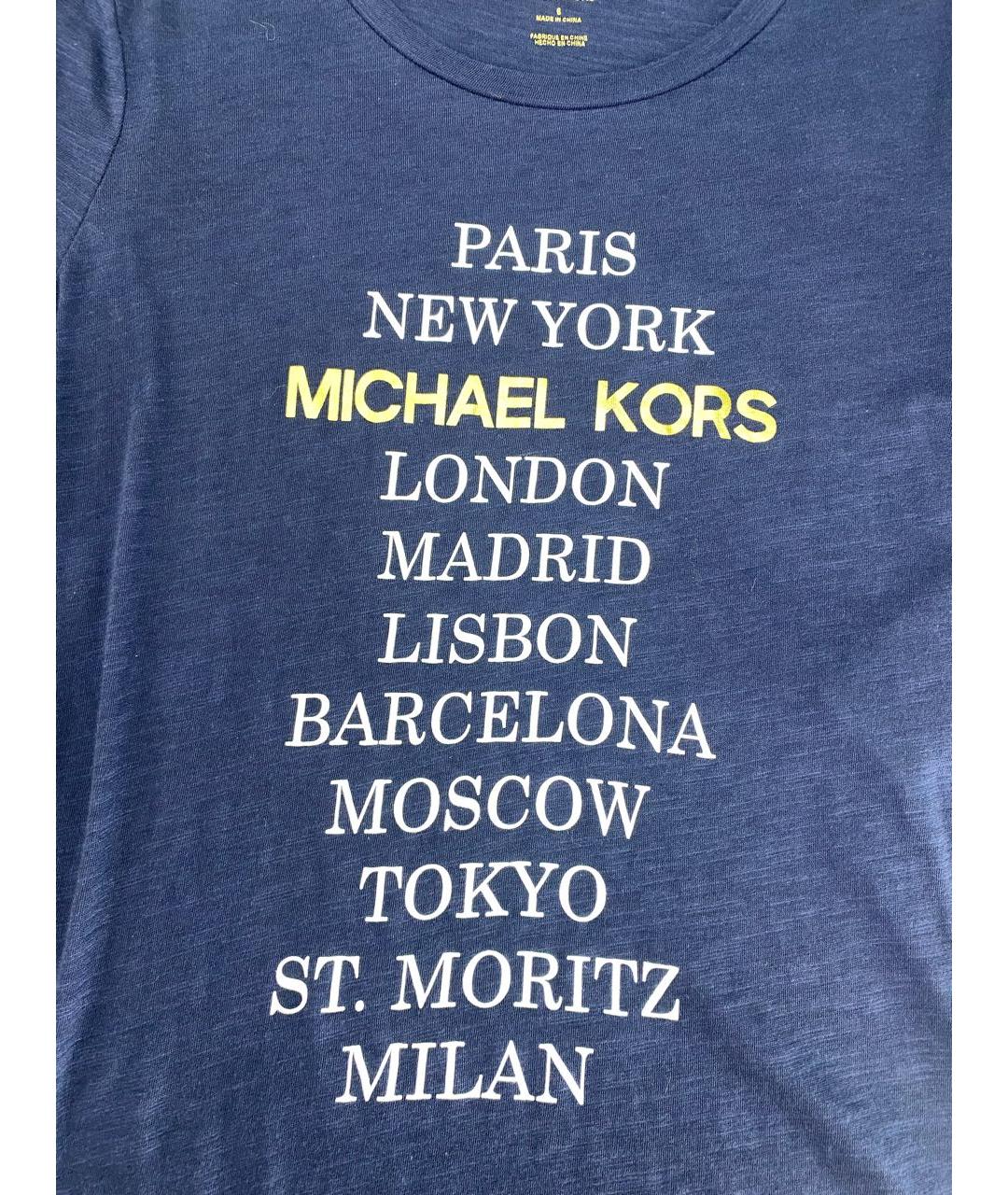 MICHAEL MICHAEL KORS Темно-синяя хлопковая футболка, фото 4