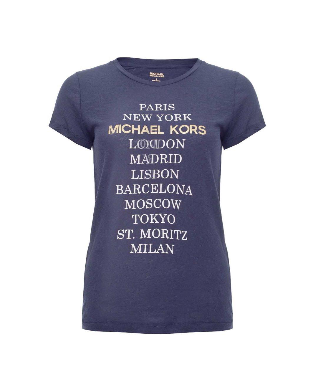 MICHAEL MICHAEL KORS Темно-синяя хлопковая футболка, фото 1