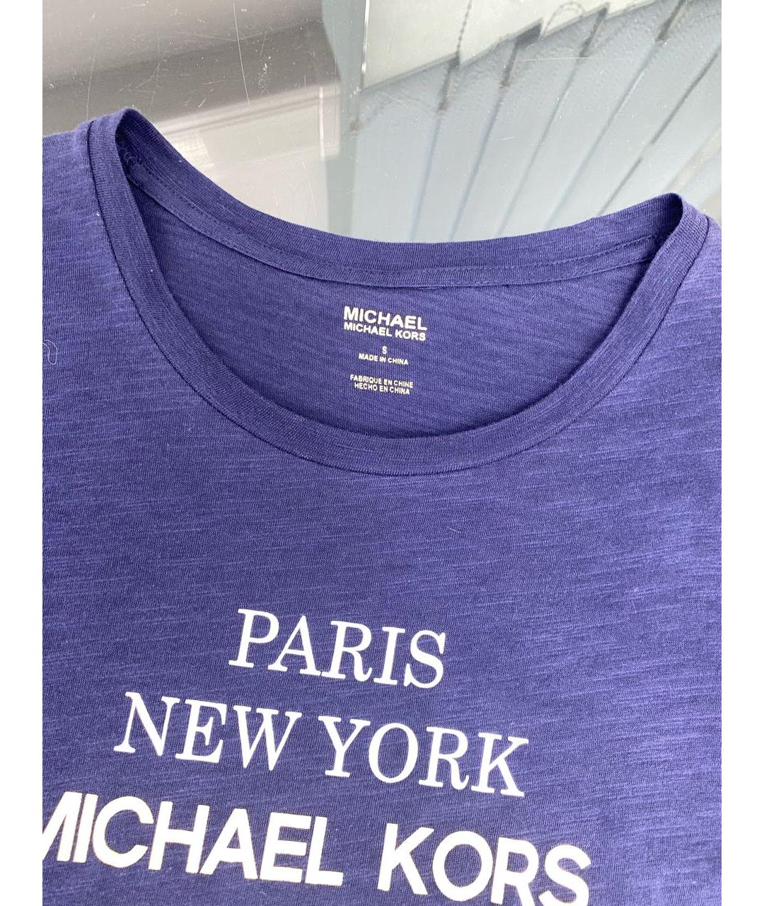 MICHAEL MICHAEL KORS Темно-синяя хлопковая футболка, фото 3
