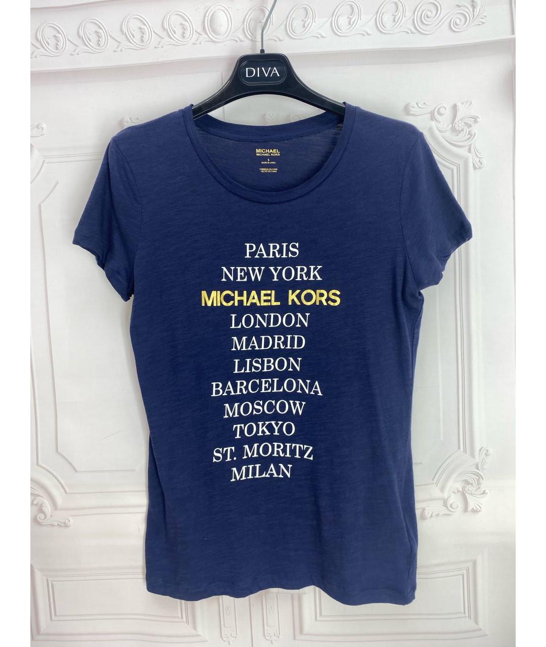 MICHAEL MICHAEL KORS Темно-синяя хлопковая футболка, фото 8