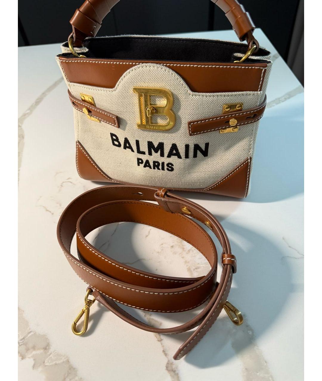 BALMAIN Бежевая хлопковая сумка с короткими ручками, фото 5