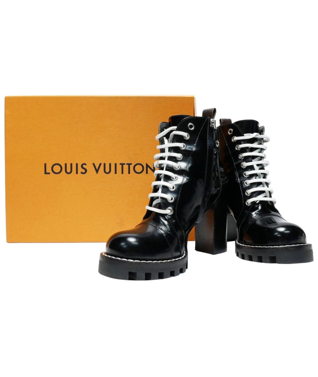 LOUIS VUITTON Черные кожаные ботильоны, фото 4