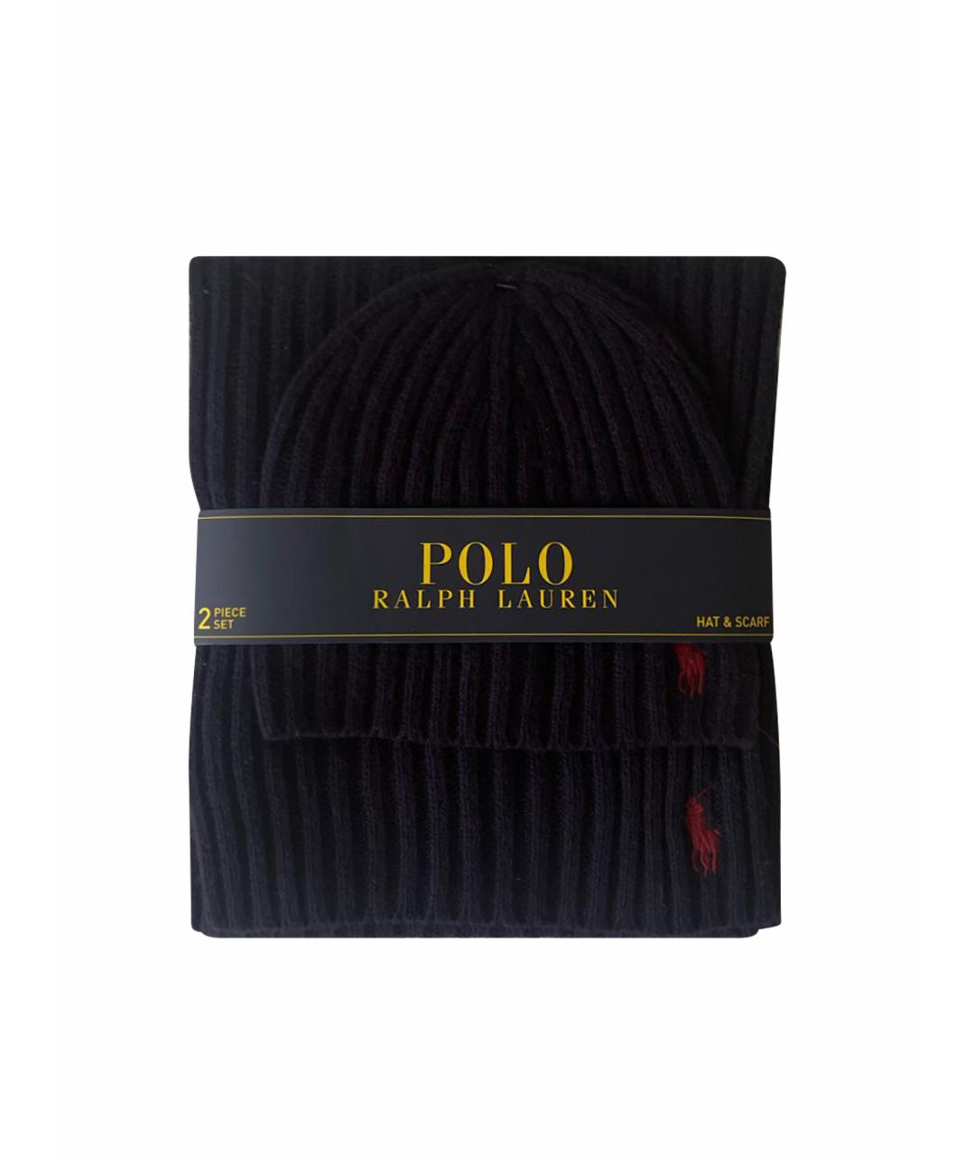 POLO RALPH LAUREN Темно-синий шерстяной шарф, фото 1