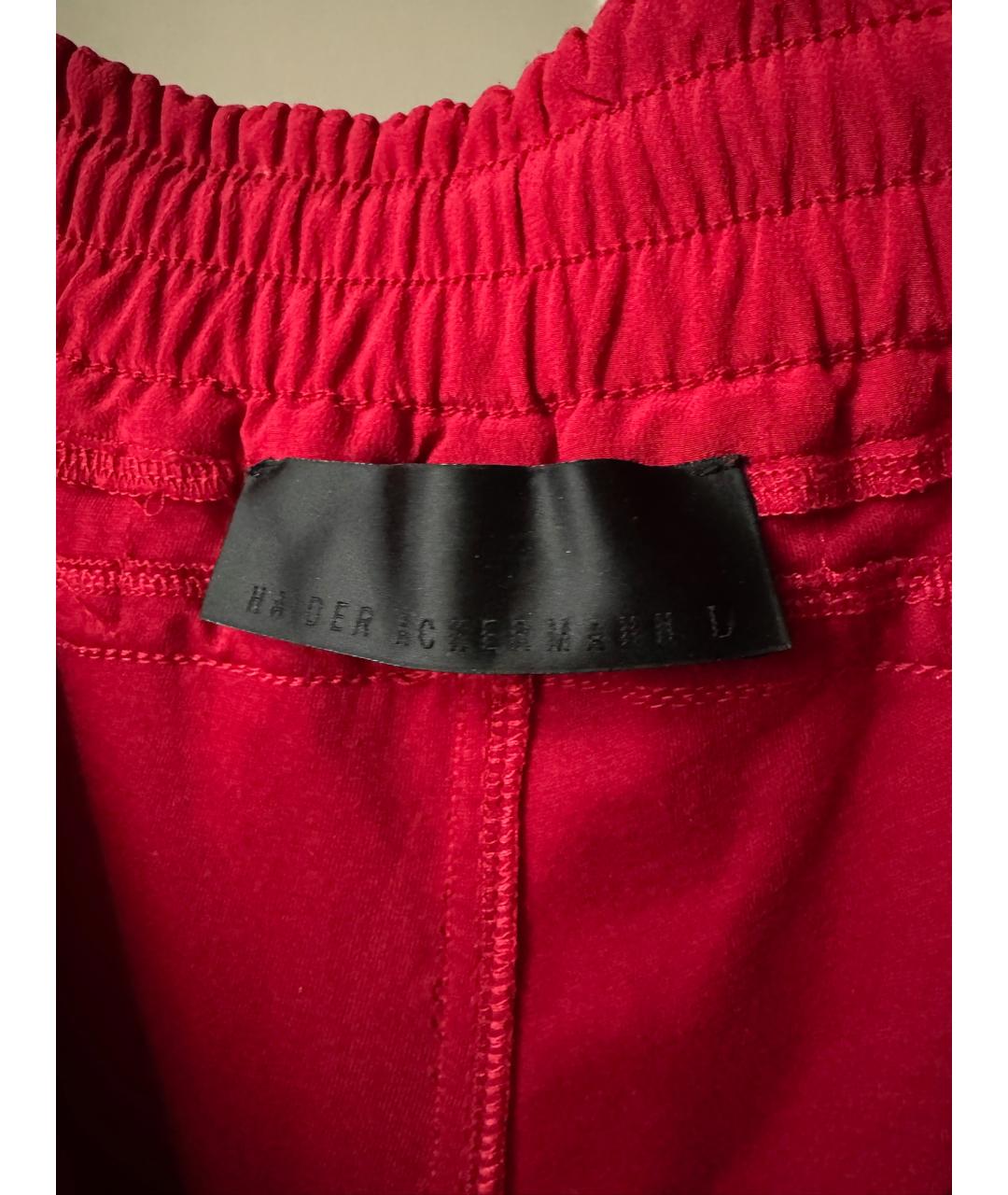 HAIDER ACKERMANN Красные шелковые прямые брюки, фото 7