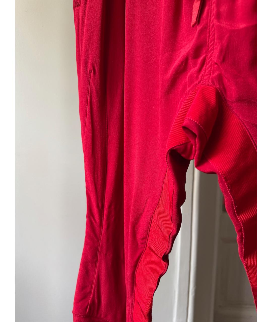 HAIDER ACKERMANN Красные шелковые прямые брюки, фото 4