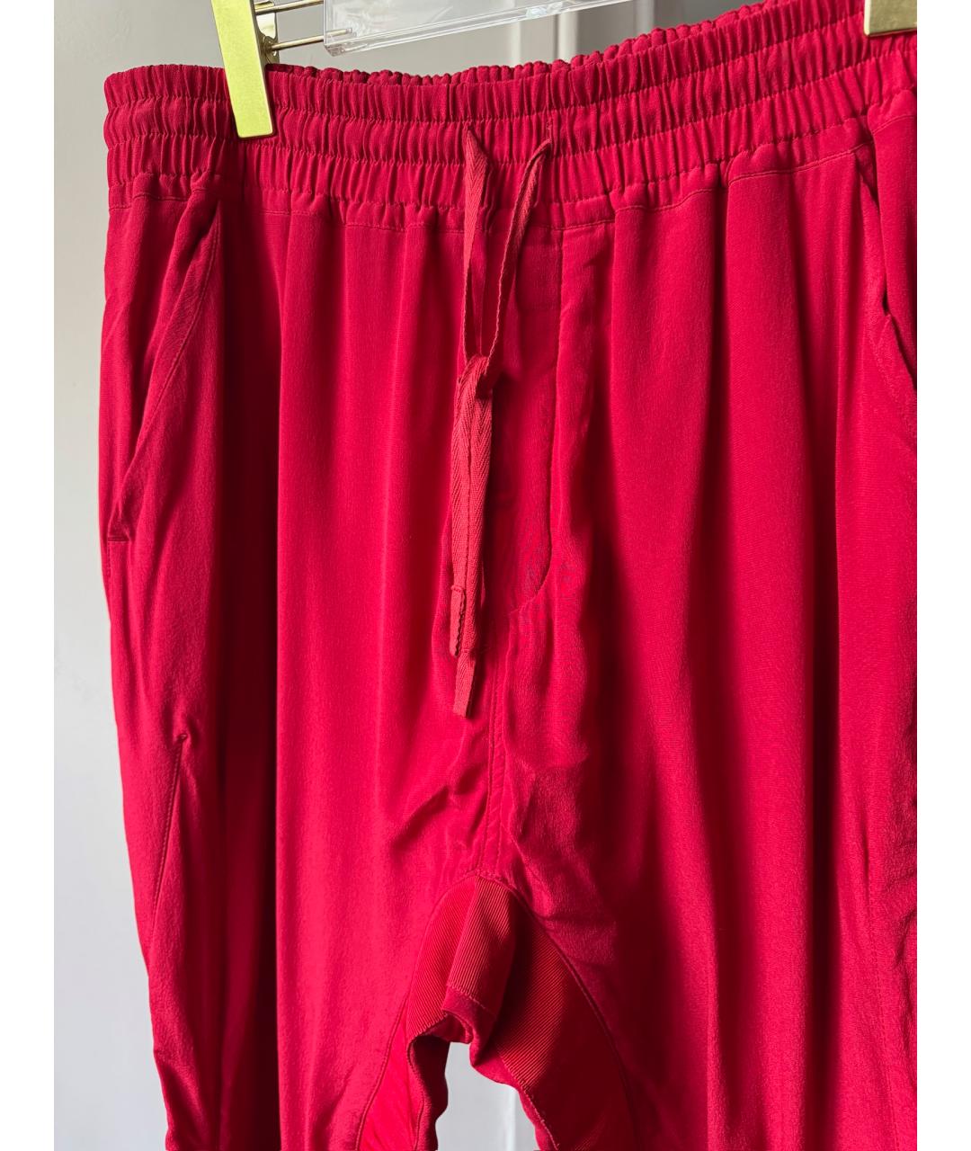 HAIDER ACKERMANN Красные шелковые прямые брюки, фото 3