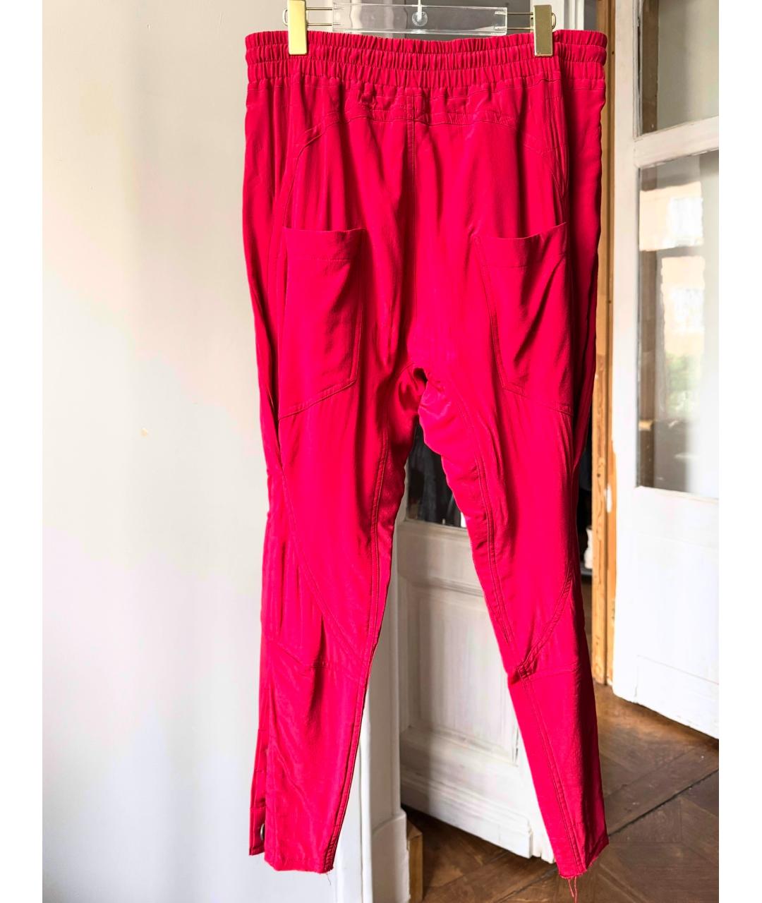 HAIDER ACKERMANN Красные шелковые прямые брюки, фото 2