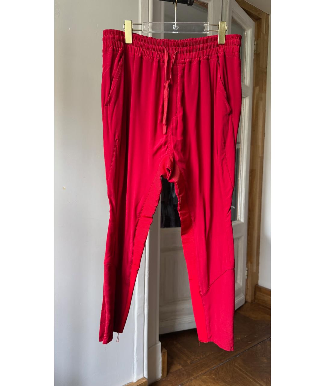 HAIDER ACKERMANN Красные шелковые прямые брюки, фото 8