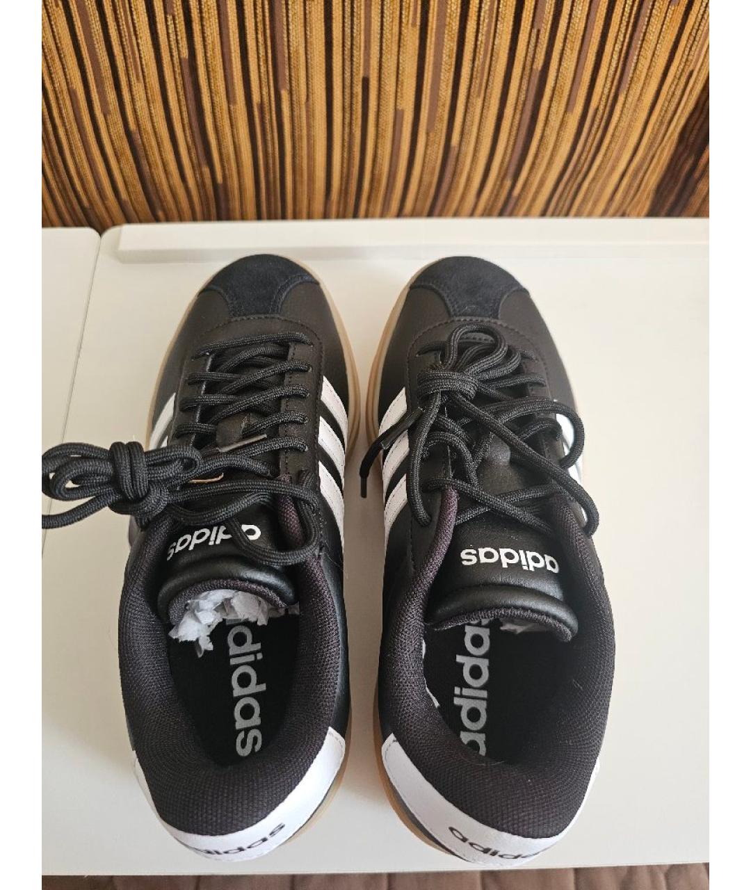 ADIDAS Черные кожаные кеды, фото 3